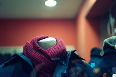 Close-up of illuminated hat at home