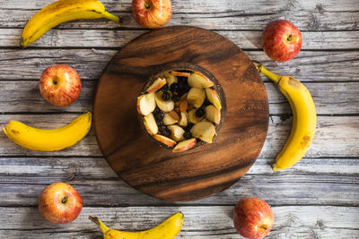 High angle view of fruits on table