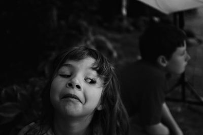 Portrait of cute girl outdoors