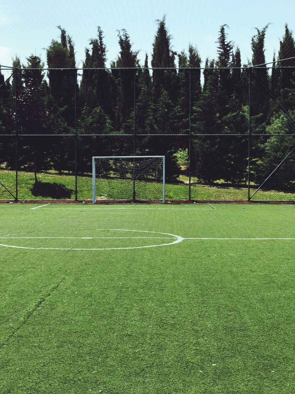 VIEW OF SOCCER FIELD BY TREES