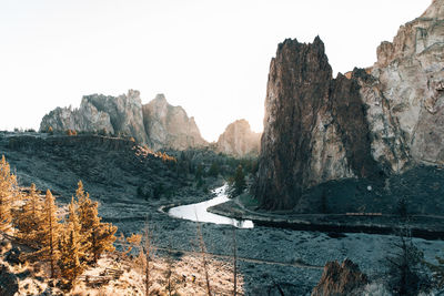 Scenic view of mountains against clear sky