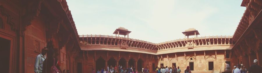 Low angle view of built structure against clear sky