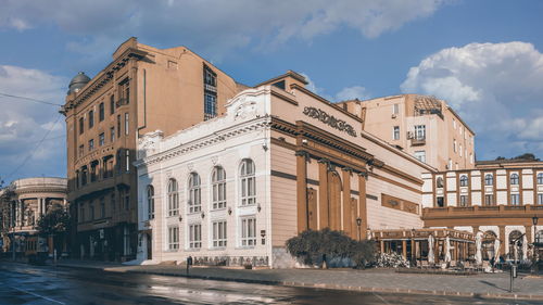 Historic buildings on the theater square in odessa, ukraine, in the early morning