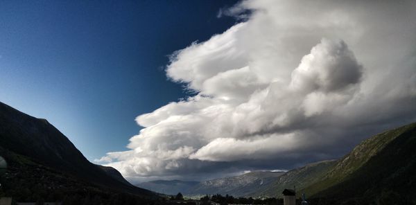 Low angle view of mountains against sky