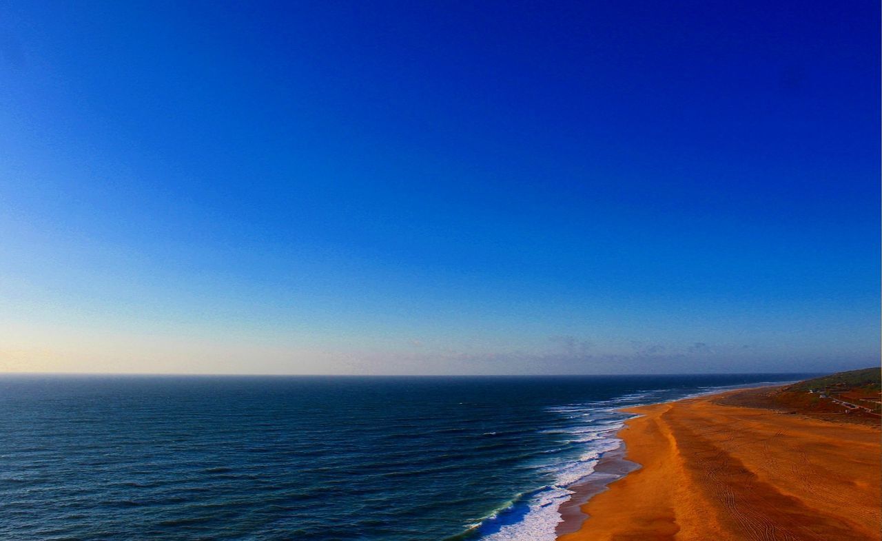 sea, water, sky, horizon over water, horizon, beauty in nature, scenics - nature, blue, copy space, tranquil scene, clear sky, tranquility, land, idyllic, nature, non-urban scene, beach, no people, day, outdoors