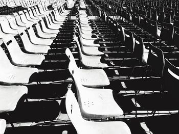 Empty chairs in row