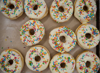 Directly above shot of multi colored cake