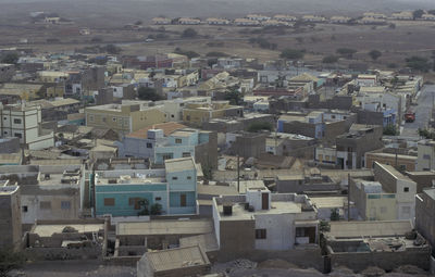 High angle view of townscape against sky