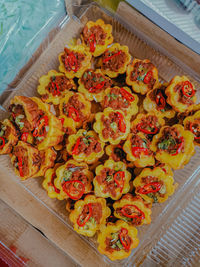 High angle view of food on table