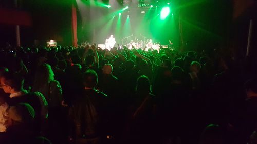 Blurred motion of people at night