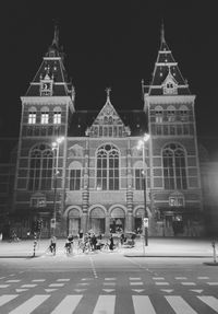 Illuminated building at night