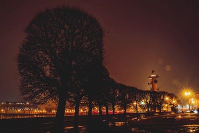 View of city at night