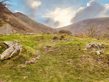 Scenic view of mountains against sky