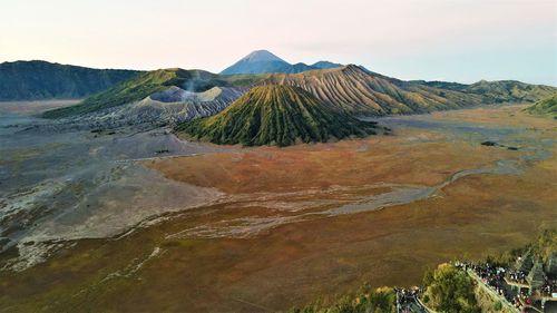Beautiful aerial view - panorama of the peak of mount bromo east java - indonesia.