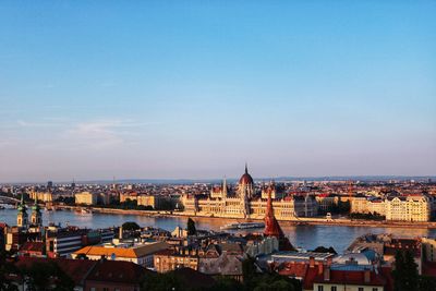 High angle view of buildings in city