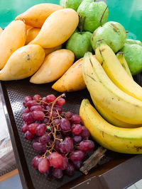 High angle view of fruits for sale in market