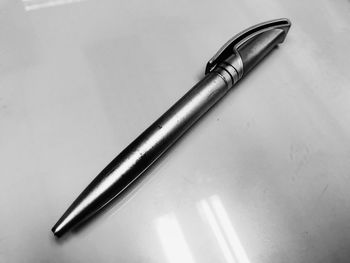 High angle view of pen on table
