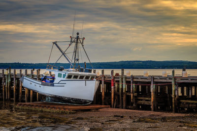 Fishing boat in drydock