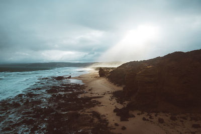 Scenic view of beach against sky
