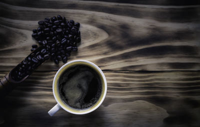 High angle view of coffee on table