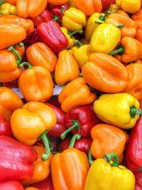 Full frame shot of bell peppers for sale in market