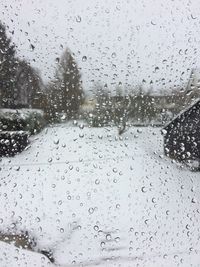 Full frame shot of raindrops on glass window