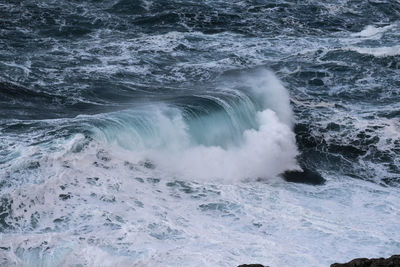 High angle view of waves in sea