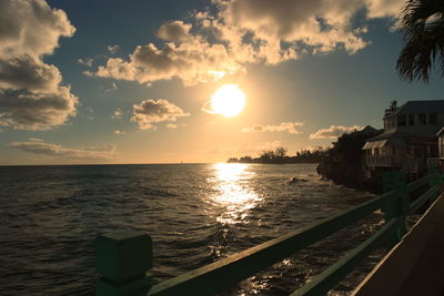 Scenic view of sea at sunset