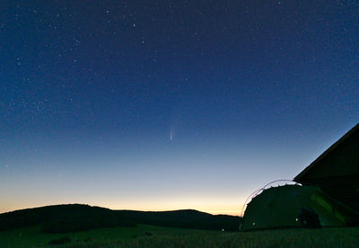 Scenic view of field against sky at night
