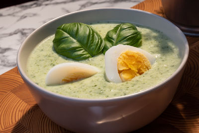 Close-up of soup in bowl