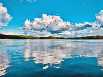 Scenic view of lake against sky