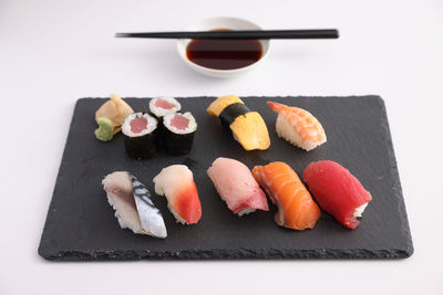 Close-up of sushi in plate
