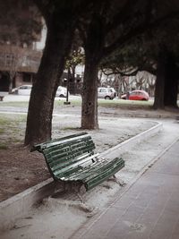 Empty bench in park