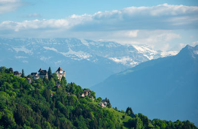 Scenic view of mountains against sky