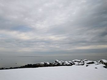 Scenic view of snow against sky