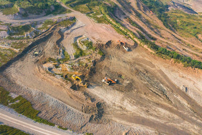 High angle view of vehicles on road