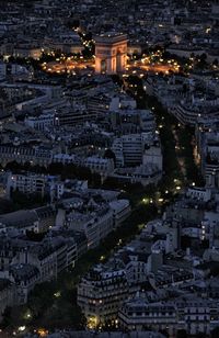 High angle shot of illuminated cityscape