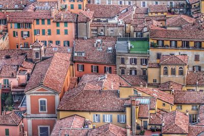 High angle view of buildings in city