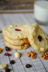 Close-up of cookies in plate