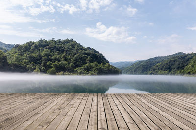 Scenic view of lake against sky