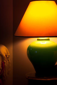 Close-up of yellow illuminated lamp