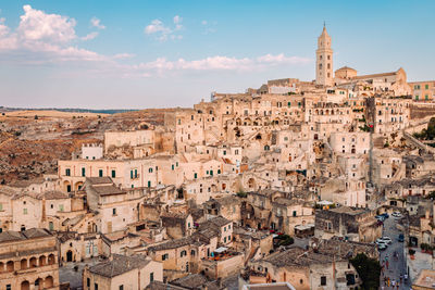 High angle view of townscape against sky