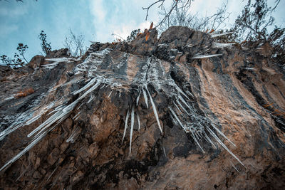 Panoramic shot of rocks on land against sky