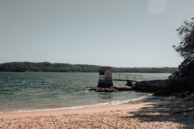 Scenic view of sea against clear sky