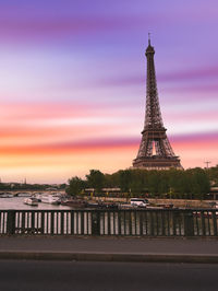 View of tower at riverbank