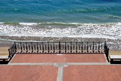 High angle view of beach by sea