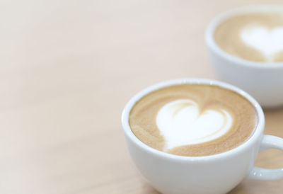 High angle view of coffee on table