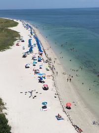 High angle view of people at beach