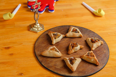 High angle view of food on table