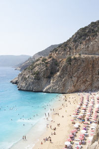 Scenic view of beach against clear sky